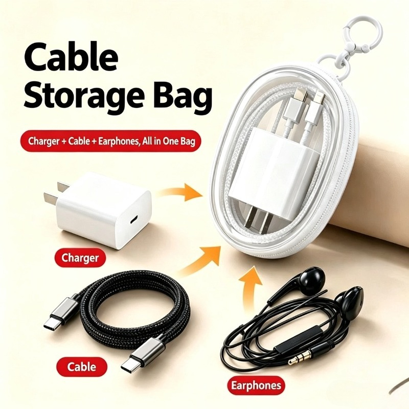 Travel Cable Organizer - Портативная водонепроницаемая сумка для хранения кабелей